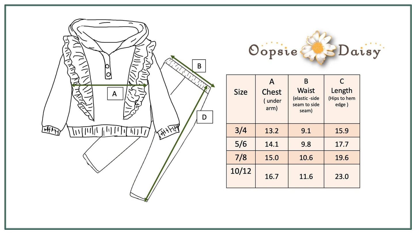 Sage Double Ruffle Button Hoodie & Stripe Leggings Set