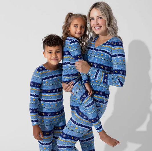 Hanukkah Fair Isle Bamboo Kids Pajamas