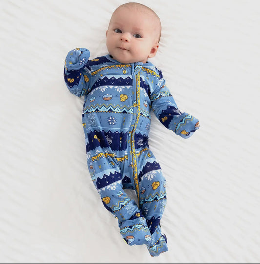 Hanukkah Fair Isle Bamboo Convertible Footie