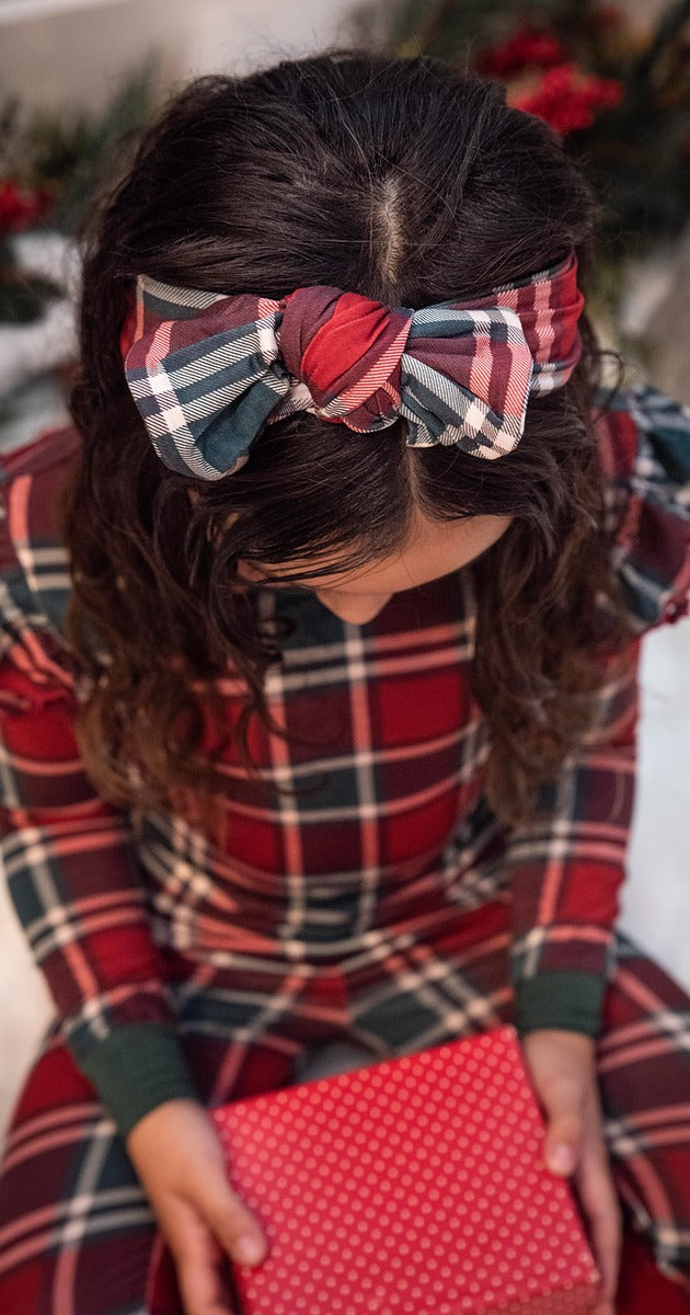 Gray's Bamboo Girl's 2 - Piece Holiday Plaid Ruffle Pajamas