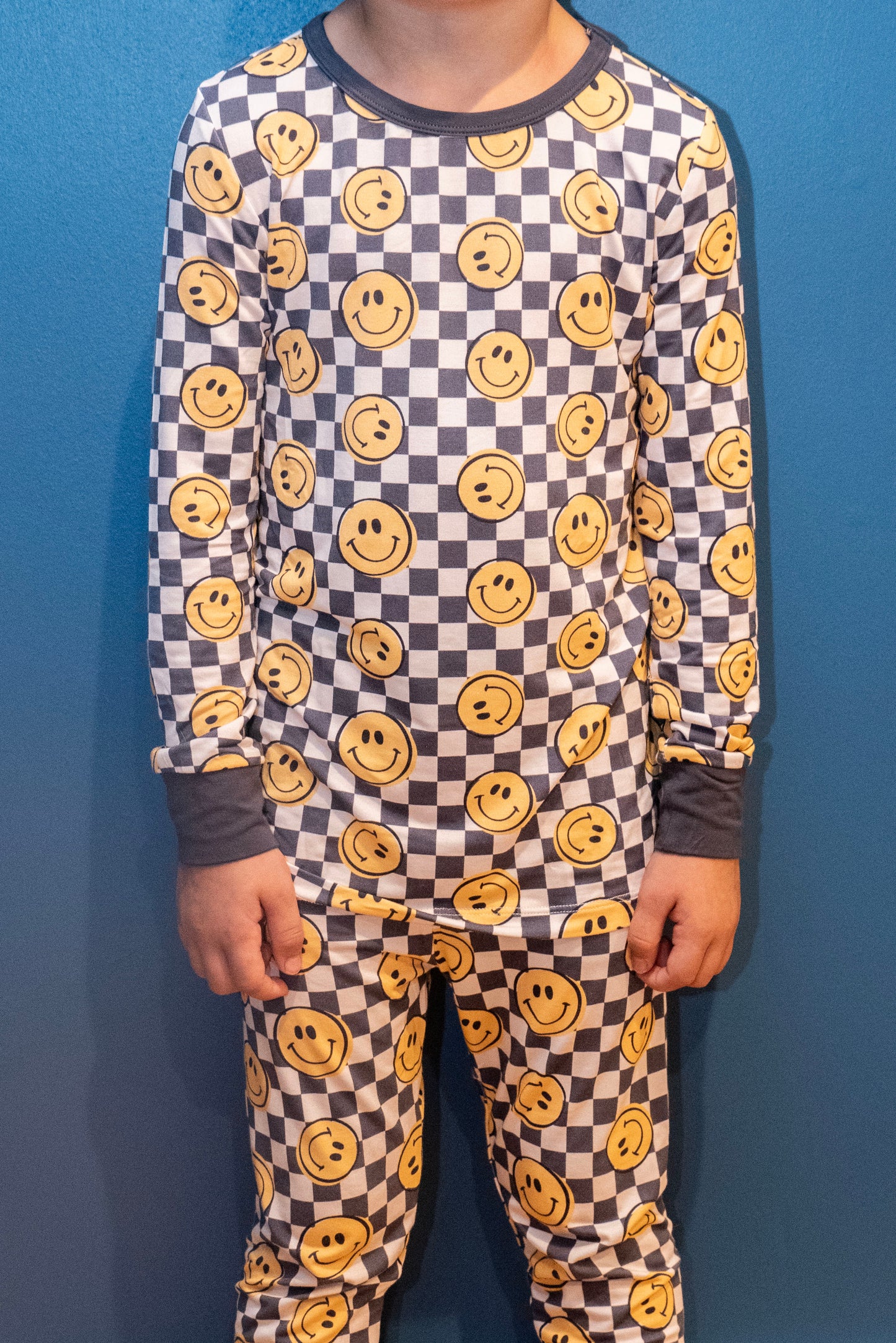 Gray's Bamboo Boy's 2-Piece Checked Smiley