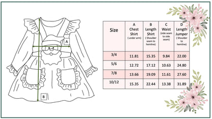 Kids Striped Santa Ruffle Pocket Pinafore Christmas Set