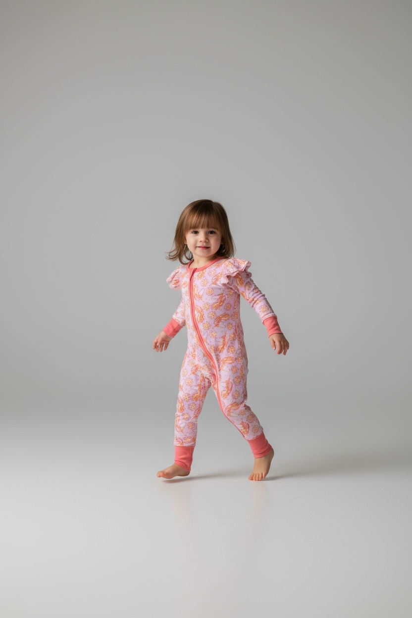 Gray's Bamboo Girl's Zippy Unicorn Ruffle Pajamas