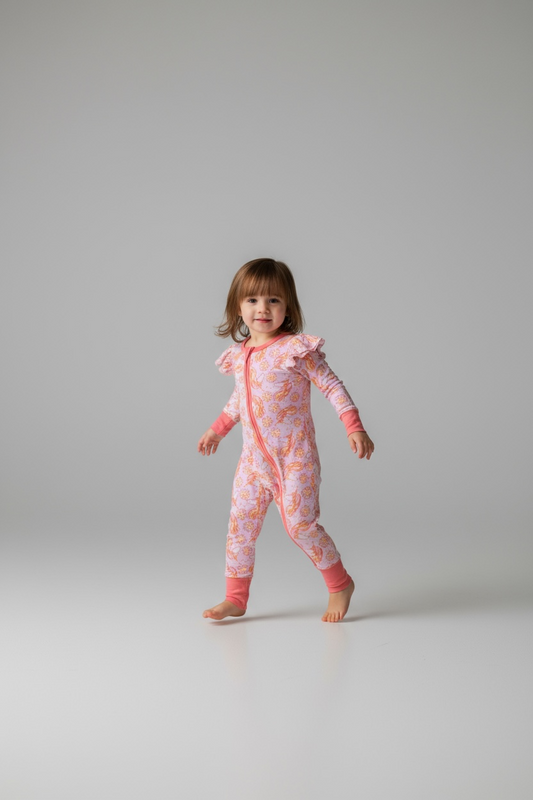 Gray's Bamboo Girl's Zippy Unicorn Ruffle Pajamas