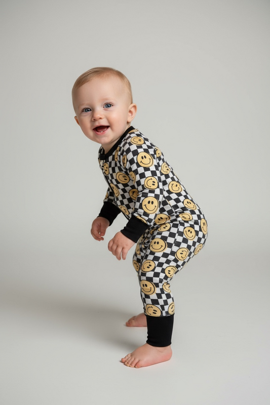 Gray's Bamboo Boy's Zippy Checked Smiley