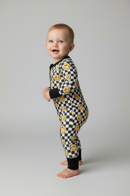 Gray's Bamboo Boy's Zippy Checked Smiley