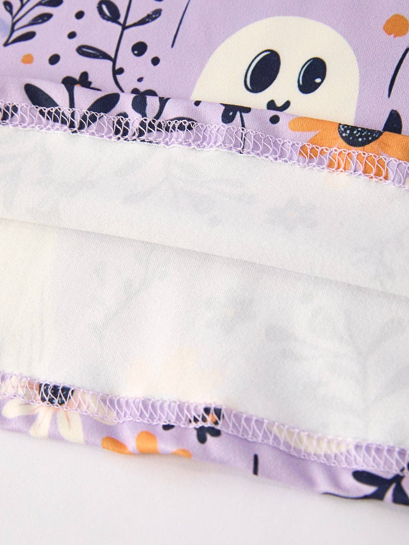 Halloween Ghost Floral Print Purple Ruffled Girls Pajamas