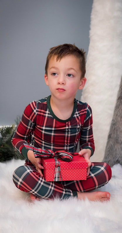 Gray's Bamboo Boy's 2 - Piece Holiday Plaid Pajamas