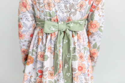 Sage & Rust Fall Floral Button Dress With Pockets